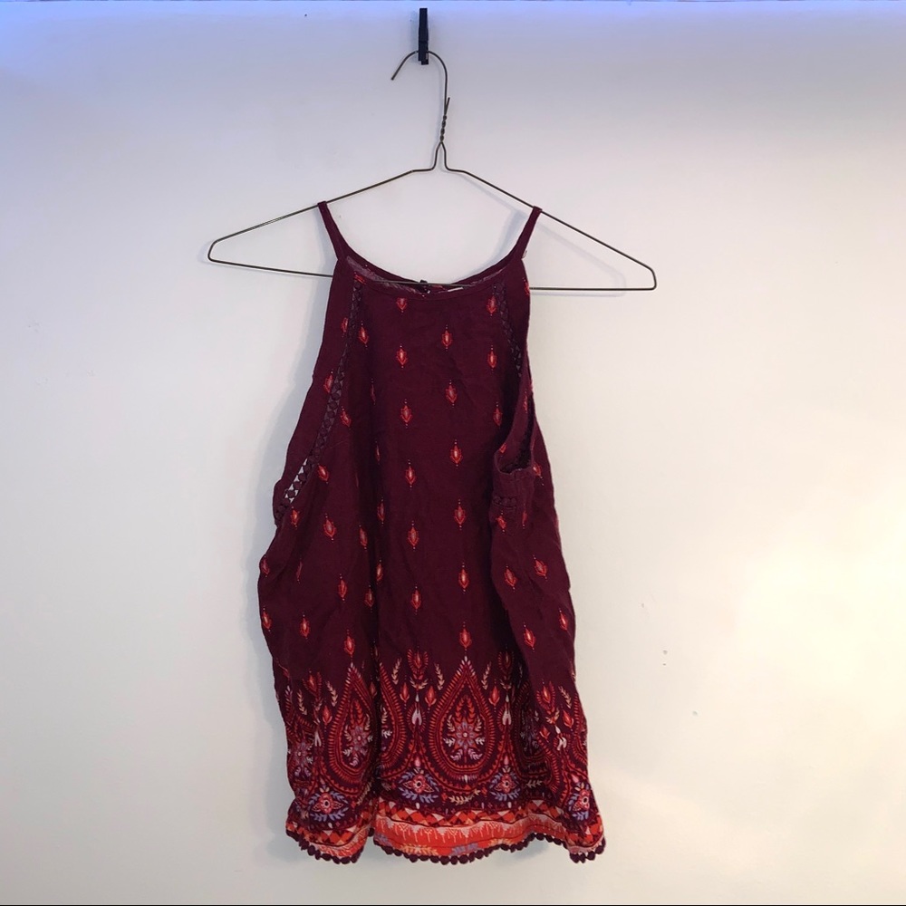 Maroon Flowy Tank Top